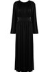 Pleated Waist Long Sleeve Maxi Dress