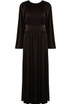 Pleated Waist Long Sleeve Maxi Dress