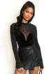 Velvet Studded Mesh Bodysuit