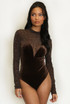 Velvet Studded Mesh Bodysuit