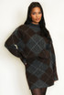Argyle Turtle Neck Jumper And Skirt Set