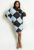 Argyle Turtle Neck Jumper And Skirt Set