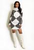 Argyle Turtle Neck Jumper And Skirt Set