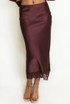 Lace Hem Satin Maxi Skirt