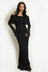 Sheer Sleeve Lace Bardot Maxi Dress