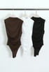 Mock Neck Gathered Bodysuit