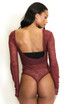 Lace Mesh Open Back Bodysuit