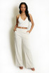 Pin tuck High Waist Wide Leg Trouser