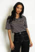 Striped Cropped Polo Top