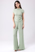 Textured Ruched Side Top And Trouser Set