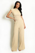 Textured Ruched Side Top And Trouser Set