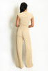Textured Ruched Side Top And Trouser Set