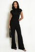 Textured Ruched Side Top And Trouser Set