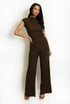 Textured Ruched Side Top And Trouser Set