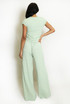 Textured Ruched Side Top And Trouser Set