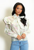 Vintage Floral Print Pussy Bow Blouse