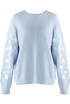 Embroidered Sleeve Fluffy Knit Jumper