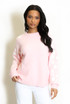 Embroidered Sleeve Fluffy Knit Jumper