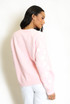 Embroidered Sleeve Fluffy Knit Jumper