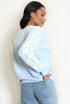 Embroidered Sleeve Fluffy Knit Jumper