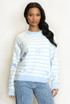 Striped Bow Applique Fluffy Knit Jumper