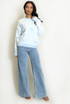 Striped Bow Applique Fluffy Knit Jumper
