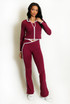 3 Pcs Striped Band Jacket And Flare Trouser Set