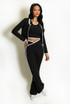 3 Pcs Striped Band Jacket And Flare Trouser Set
