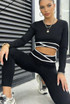 Striped Band Cropped Top And Legging Set