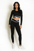 Striped Band Cropped Top And Legging Set