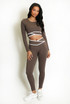 Striped Band Cropped Top And Legging Set