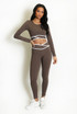 Striped Band Cropped Top And Legging Set
