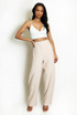Beige High Waist Wide Leg Trouser