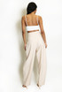 Beige High Waist Wide Leg Trouser