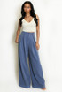 Denim Blue High Waist Wide Leg Trouser