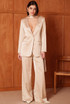 Satin Blazer And Wide Leg Trouser Set