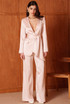Satin Blazer And Wide Leg Trouser Set