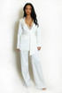Satin Blazer And Wide Leg Trouser Set