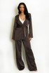 Satin Blazer And Wide Leg Trouser Set