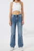 Denim Mid Blue Wide Leg Stretch Jeans