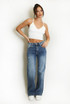 Denim Mid Blue Wide Leg Stretch Jeans