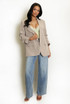 Open Blazer with Ruched Sleeves