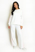Contrast Stripes Sweatshirt and Wide Leg Trouser Set