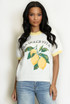 Embroidered Lemon Motif Short Sleeve Jumper