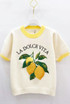 Embroidered Lemon Motif Short Sleeve Jumper