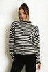High Neck Striped Cardigan 