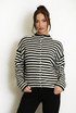 High Neck Striped Cardigan 