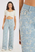 Floral Embroidered Light Wash Jeans