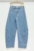 Mid Wash Paneled Barrel Jeans