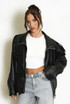 Faux Leather High Neck Jacket